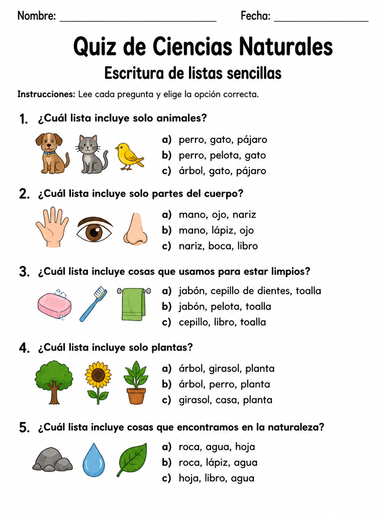 Escritura de listas sencillas — imagen 1 de 1