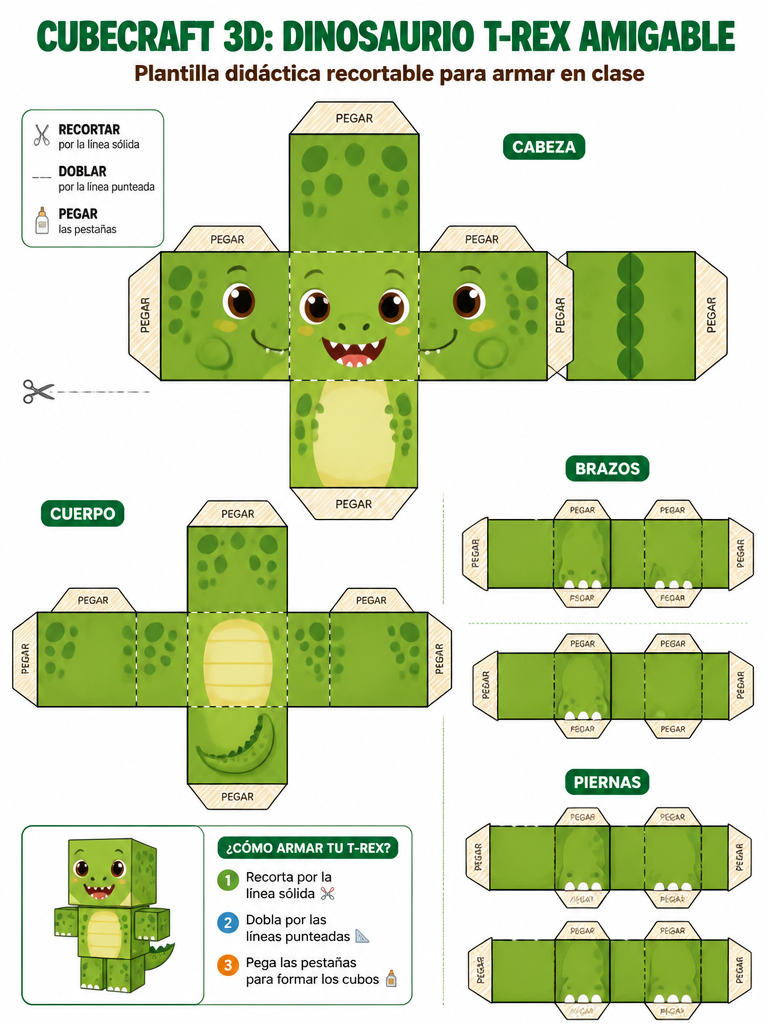 Cubecraft de Dinosaurio T-Rex Amigable — imagen 1 de 1