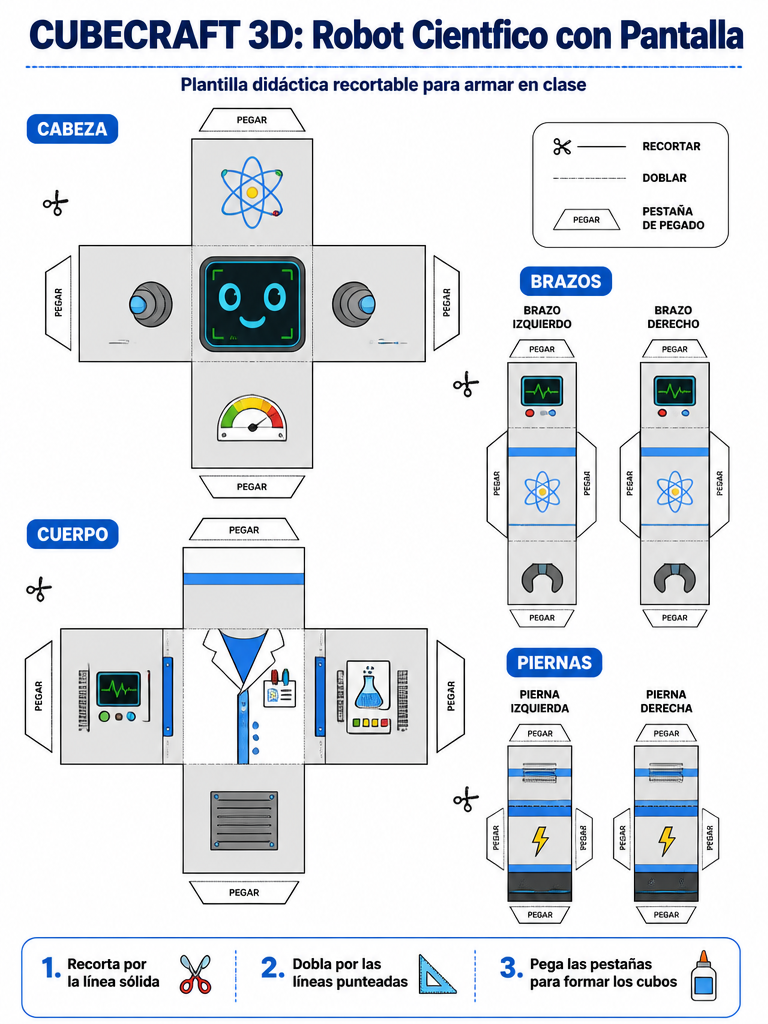 Robot Científico con Pantalla: Cubecraft 3D de Ciencia y Tecnología — imagen 1 de 1