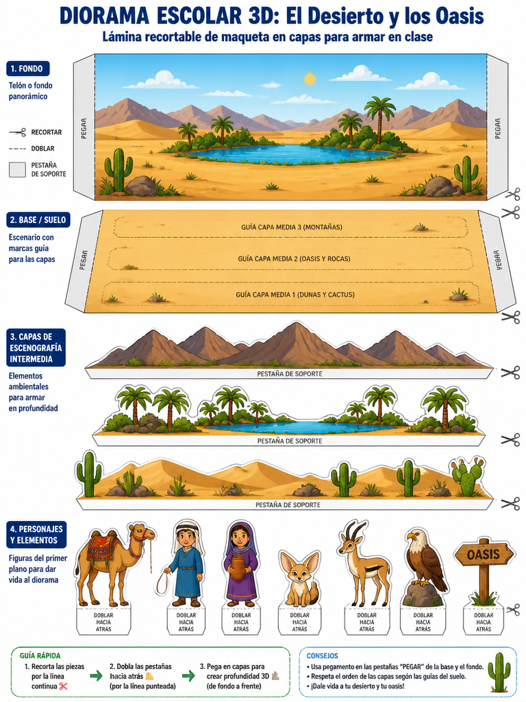 El Desierto y los Oasis: Diorama Escolar 3D — imagen 1 de 1
