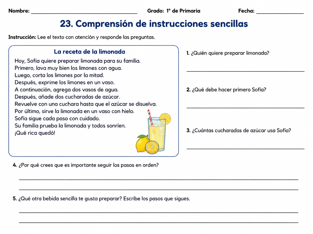 23. Comprensión de instrucciones sencillas — imagen 1 de 1