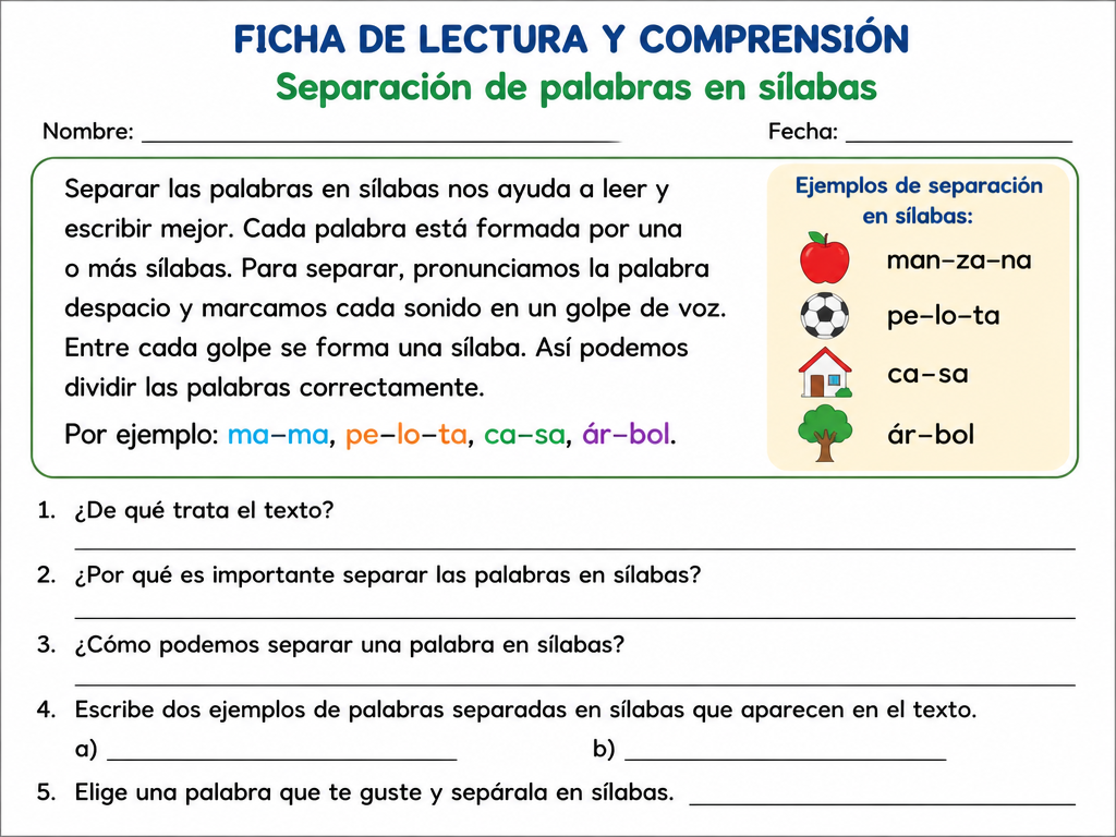Separación de palabras en sílabas — imagen 1 de 1