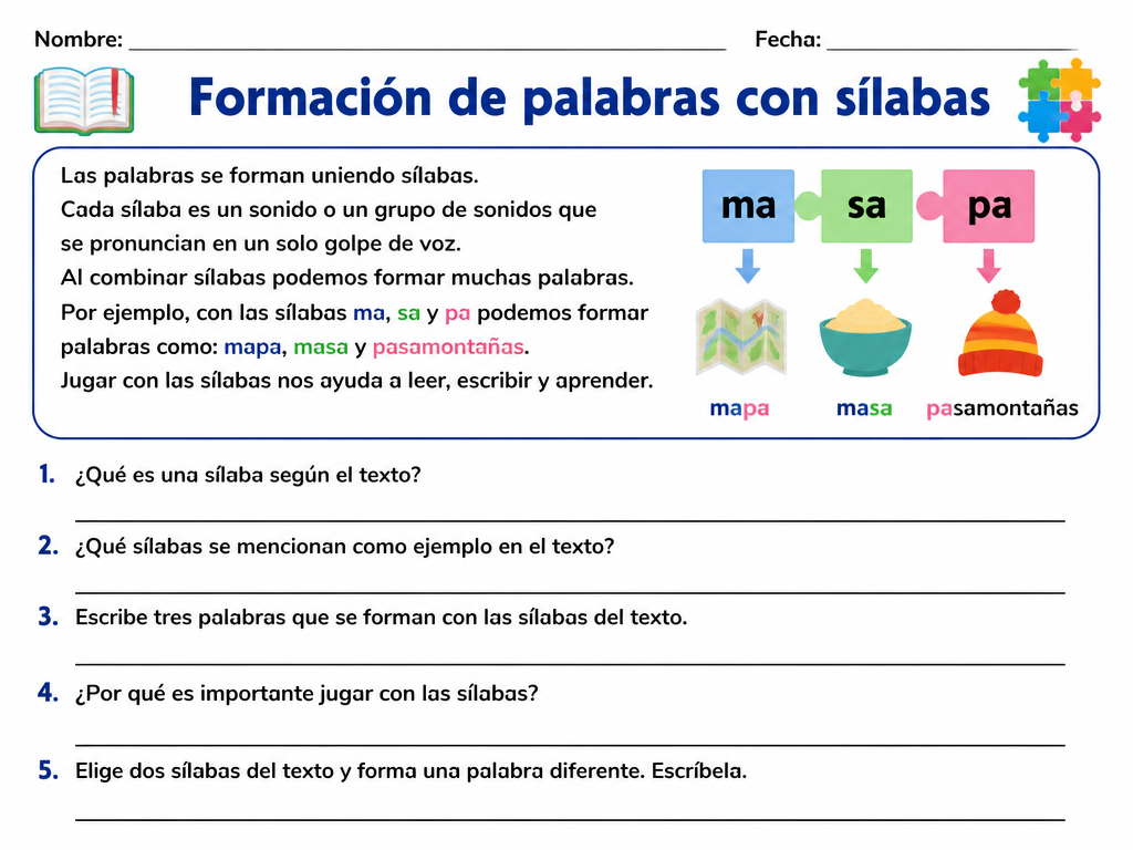 Formación de palabras con sílabas — imagen 1 de 1