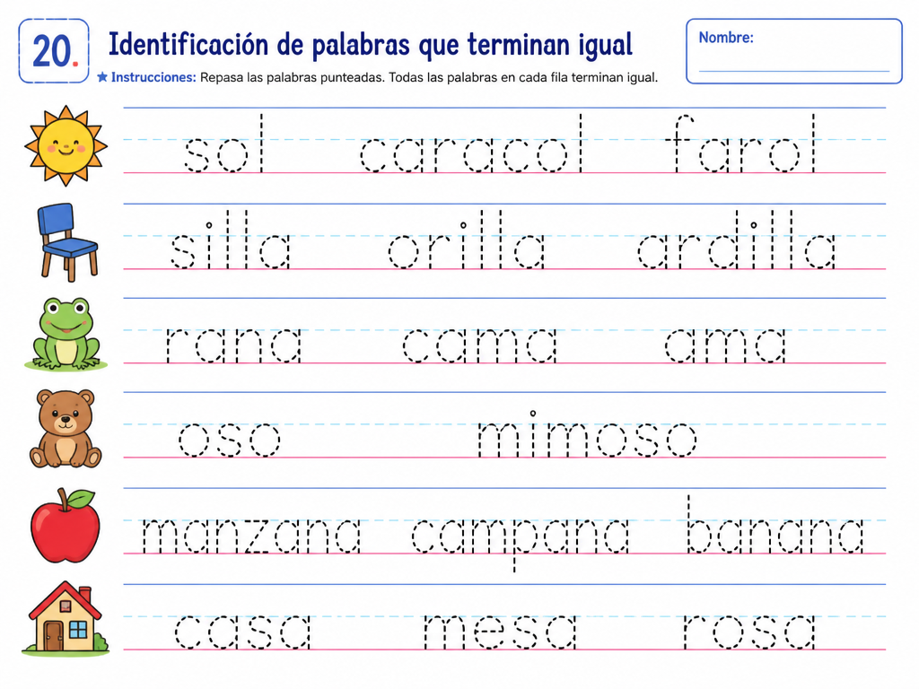 20. Identificación de palabras que terminan igual — imagen 1 de 1