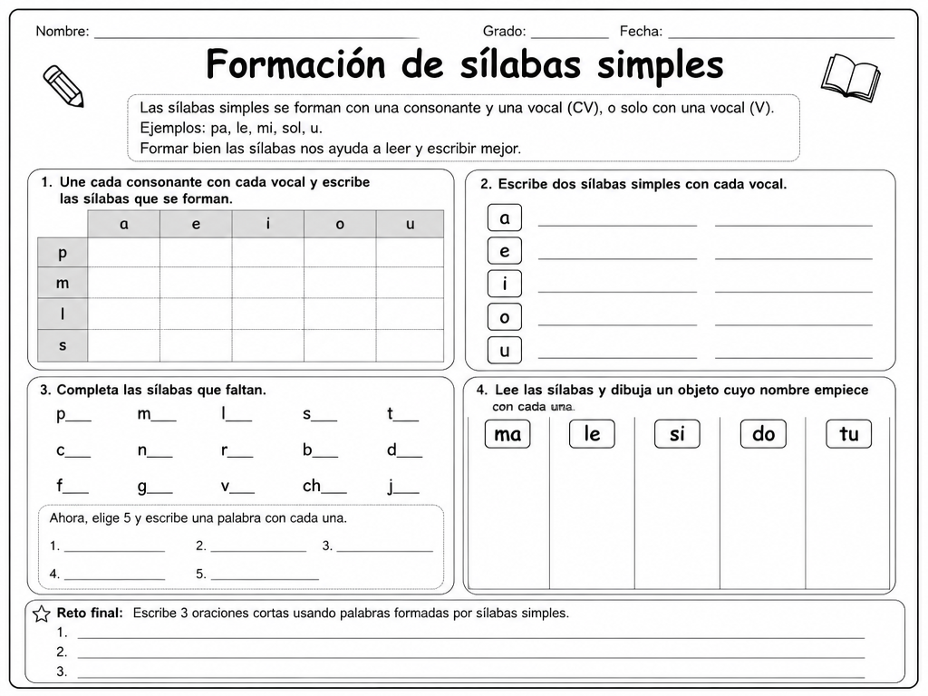 Formación de sílabas simples — imagen 1 de 1