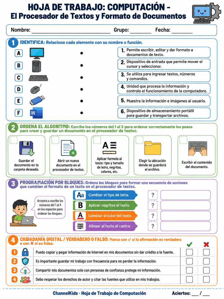 Hoja de Computación: El Procesador de Textos y Formato de Documentos — imagen 1 de 1