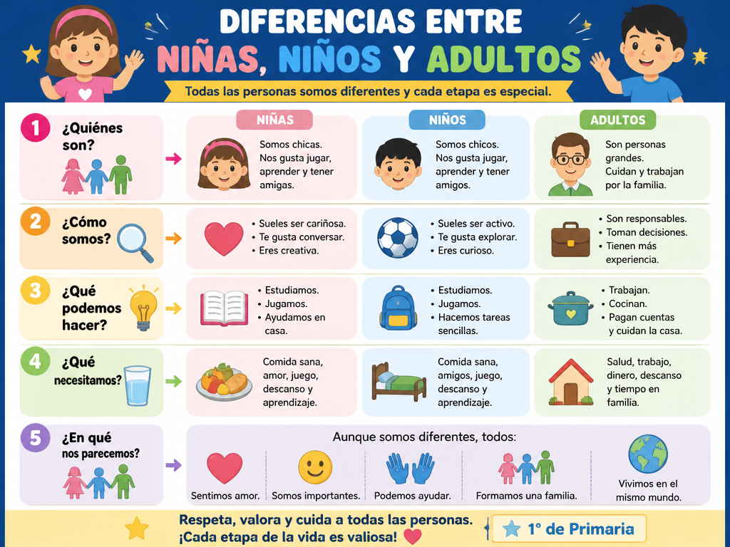 Diferencias entre niñas, niños y adultos — imagen 1 de 1