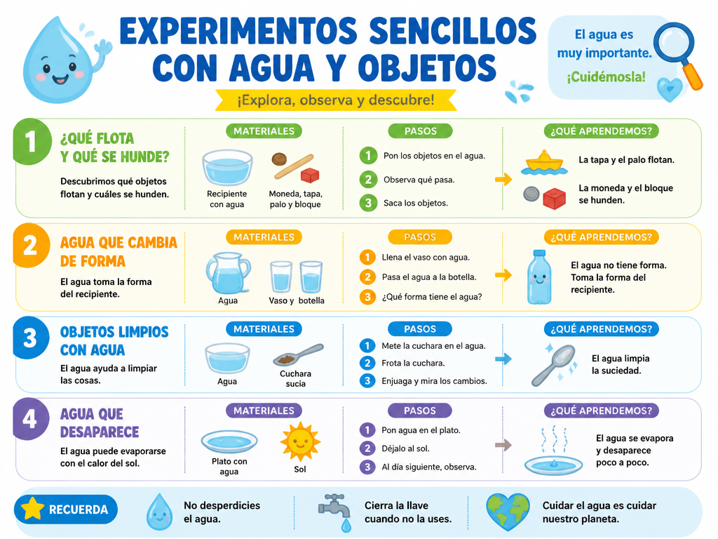 Experimentos sencillos con agua y objetos — imagen 1 de 1