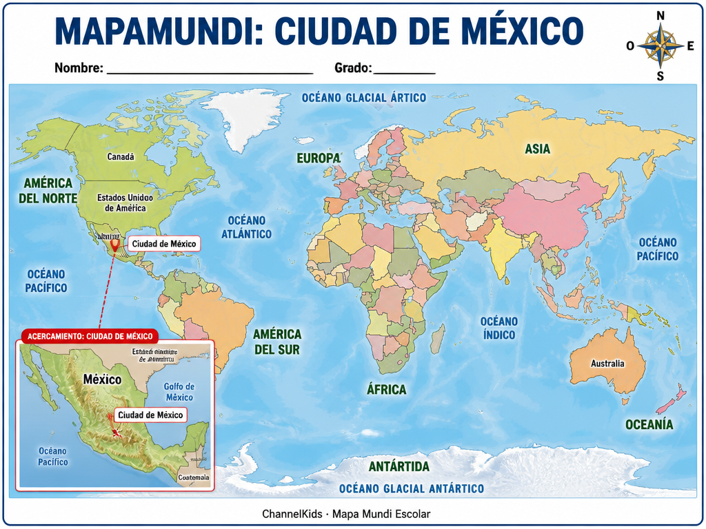 Ciudad de México (A Color, Con Nombres) — imagen 1 de 1