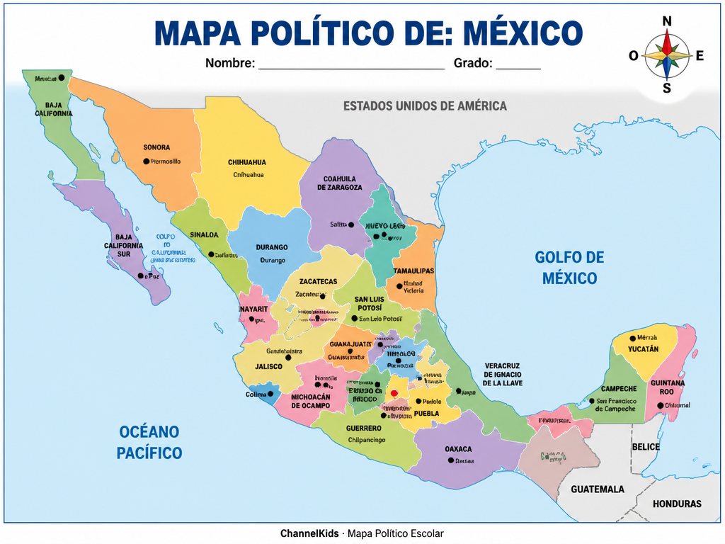 México (A Color, Con Nombres) — imagen 1 de 1