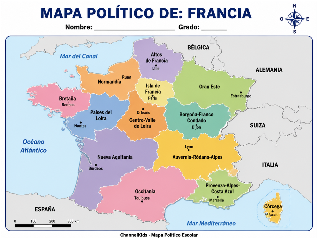 Francia (A Color, Con Nombres) — imagen 1 de 1