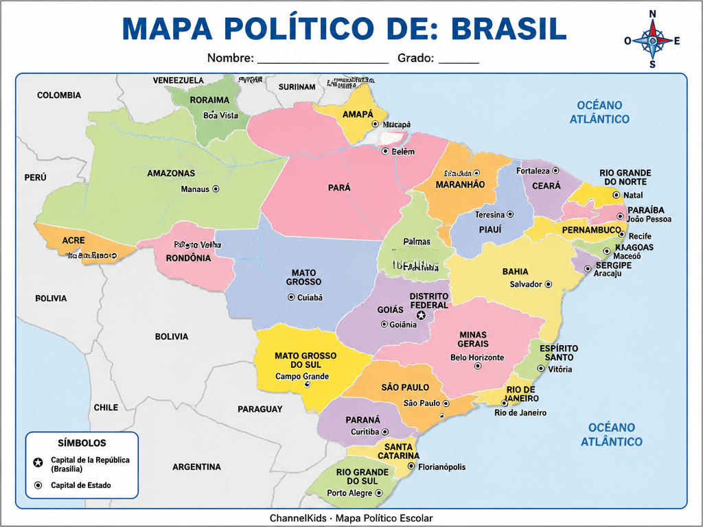 Brasil (A Color, Con Nombres) — imagen 1 de 1