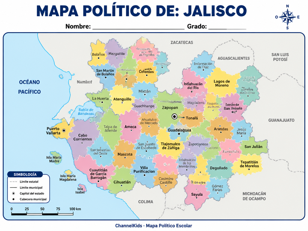 Jalisco (A Color, Con Nombres) — imagen 1 de 1
