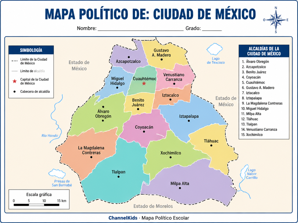 Ciudad de México (A Color, Con Nombres) — imagen 1 de 1