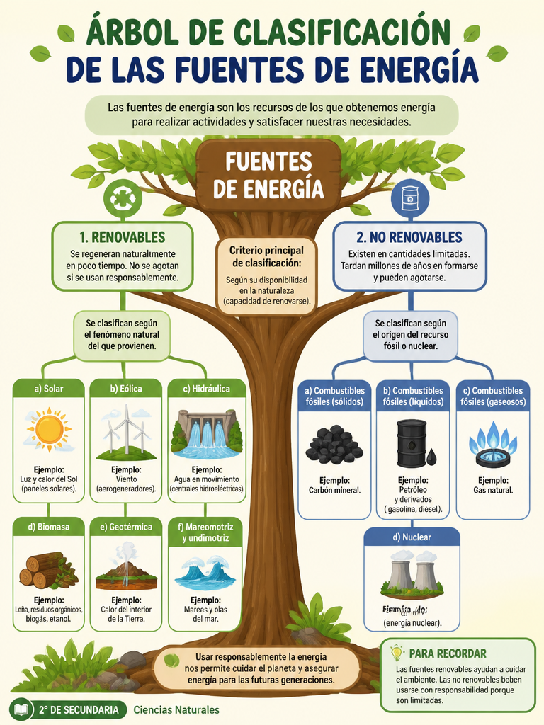 Árbol de Clasificación de las Fuentes de Energía