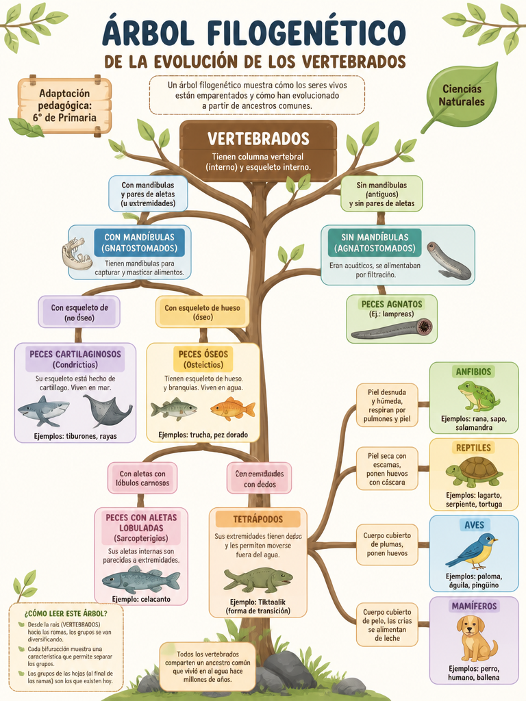 Árbol Filogenético de la Evolución de los Vertebrados