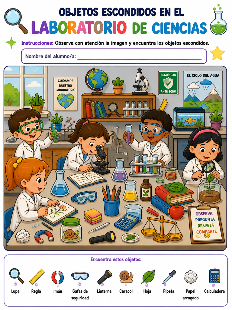 Objetos Escondidos en el Laboratorio de Ciencias