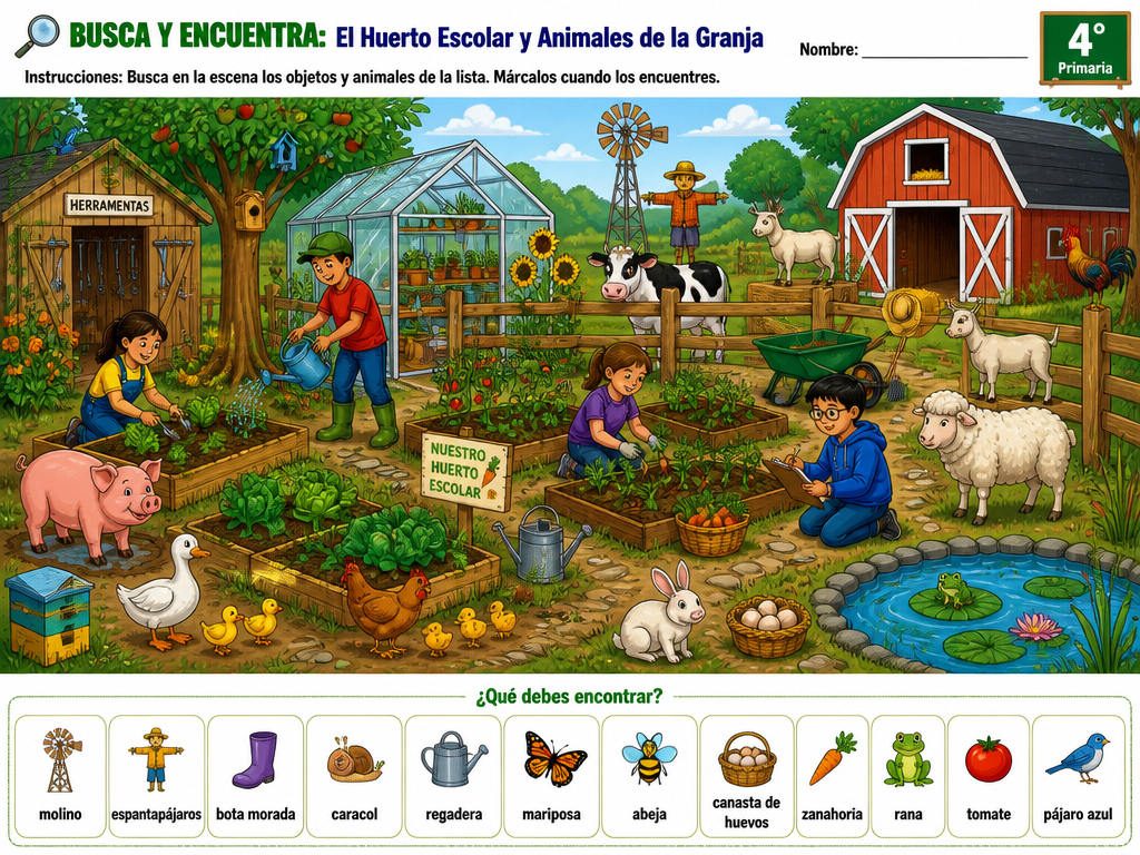 El Huerto Escolar y Animales de la Granja