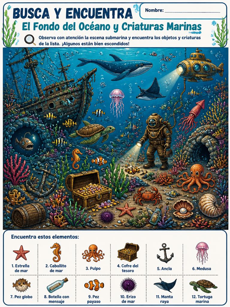 El Fondo del Océano y Criaturas Marinas