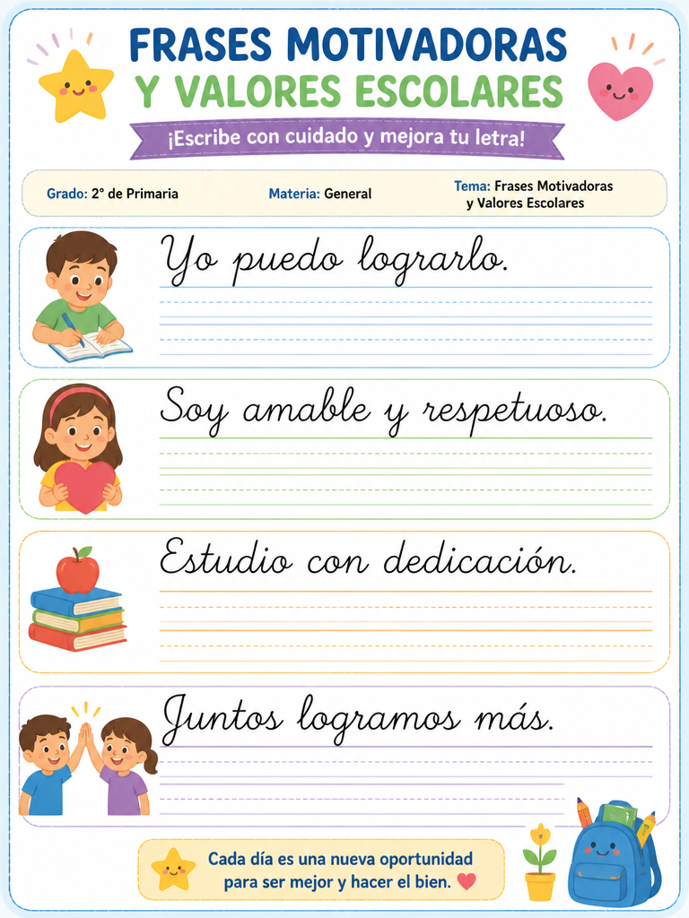 Frases Motivadoras y Valores Escolares