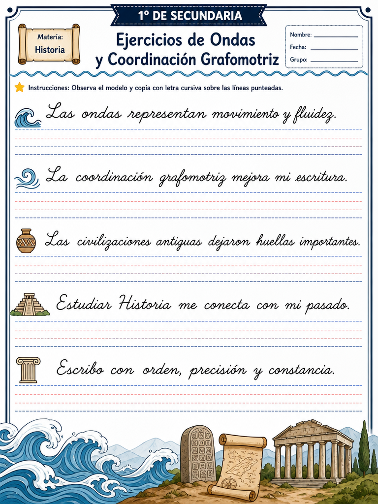 Ejercicios de Ondas y Coordinación Grafomotriz