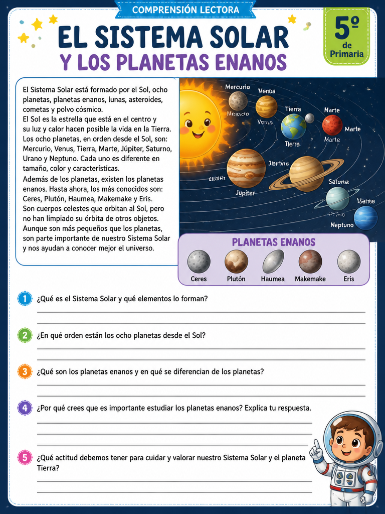 El Sistema Solar y los Planetas Enanos