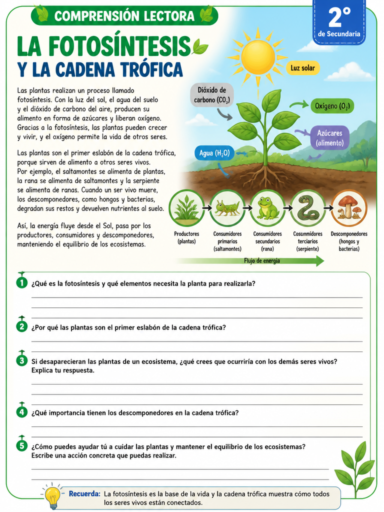 La Fotosíntesis y la Cadena Trófica