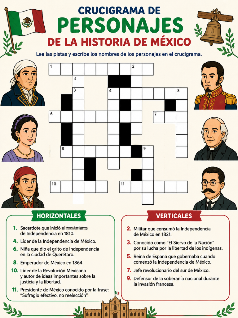 Crucigrama de Personajes de la Historia de México