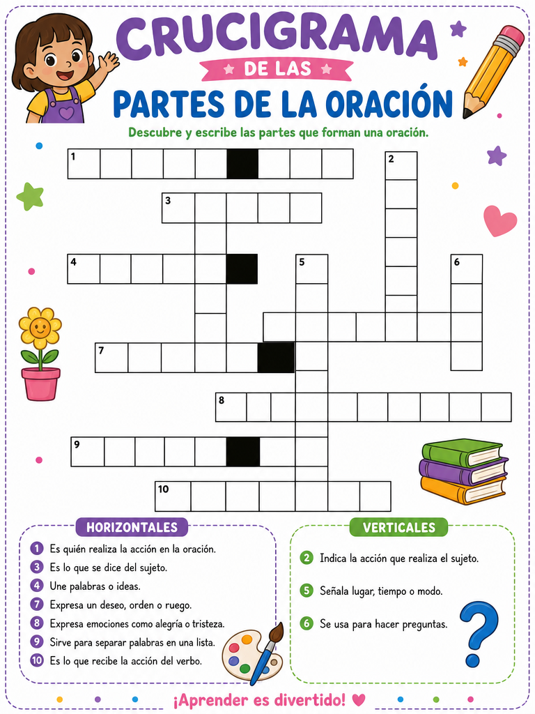 Crucigrama de las Partes de la Oración