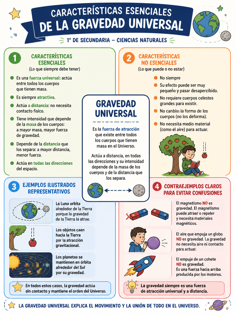 Características Esenciales de la Gravedad Universal