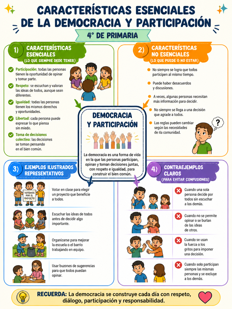 Características Esenciales de la Democracia y Participación