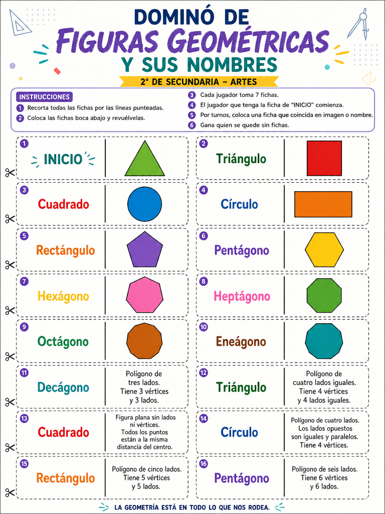 Dominó de Figuras Geométricas y sus Nombres