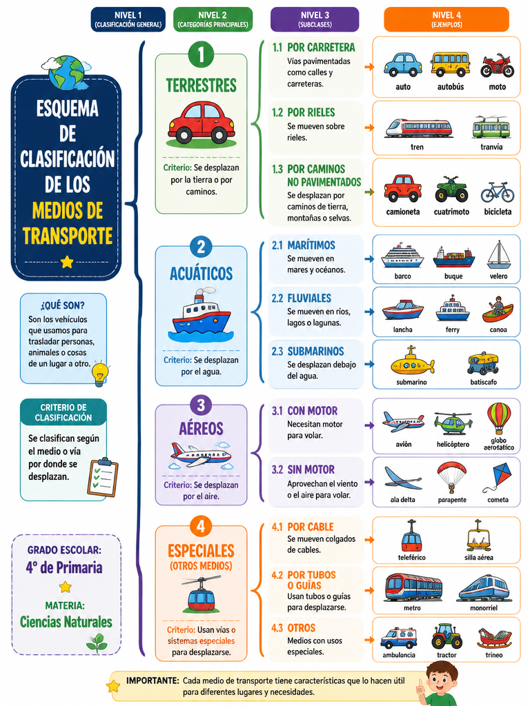 Esquema de Clasificación de los Medios de Transporte
