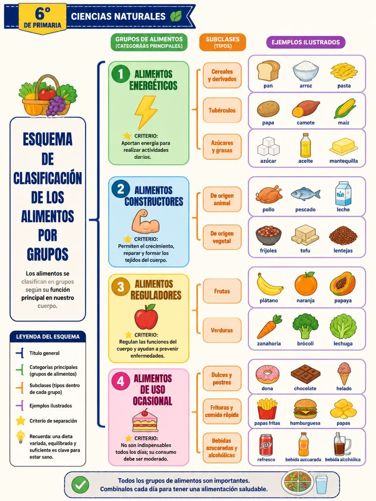 Esquema de Clasificación de los Alimentos por Grupos