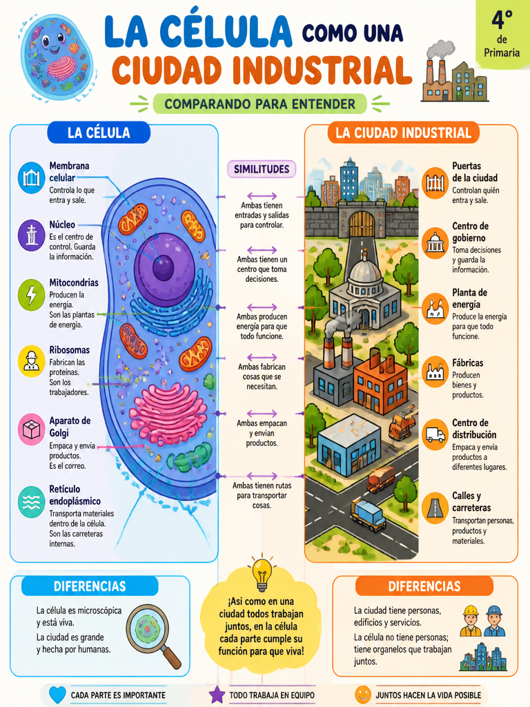 Esquema Visual: La Célula como una Ciudad Industrial