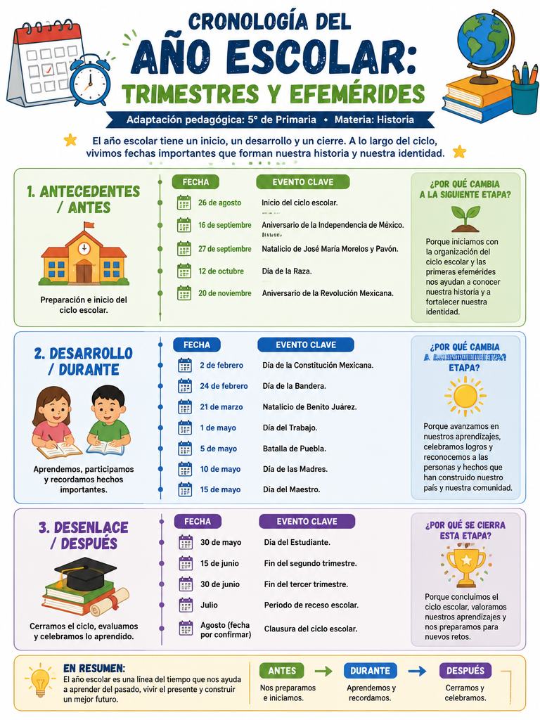 Cronología del Año Escolar: Trimestres y Efemérides
