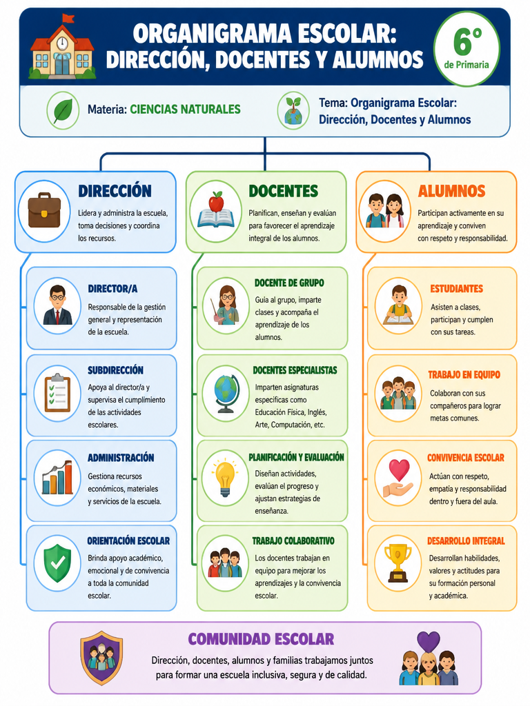 Organigrama Escolar: Dirección, Docentes y Alumnos