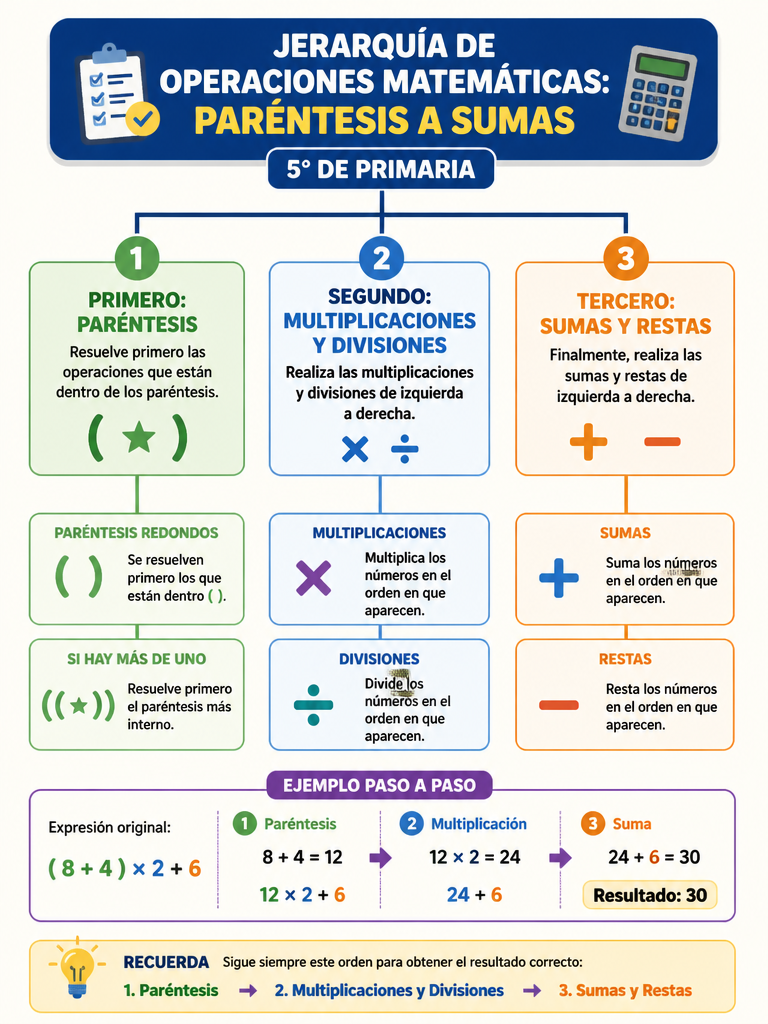 Jerarquía de Operaciones Matemáticas: Paréntesis a Sumas