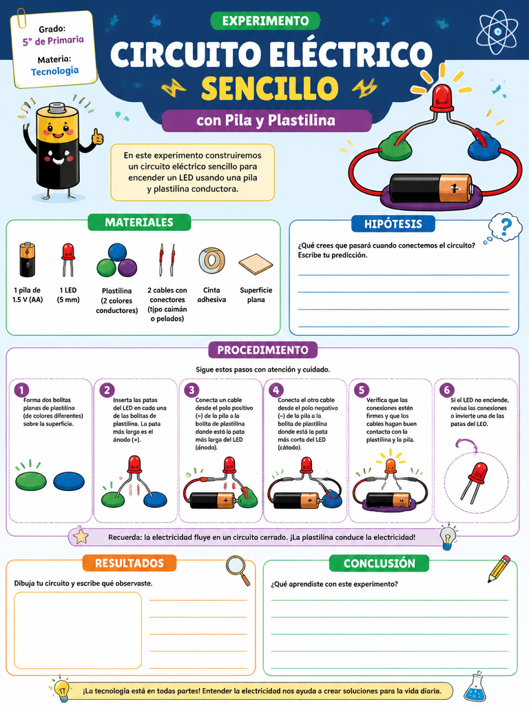 Circuito Eléctrico Sencillo con Pila y Plastilina