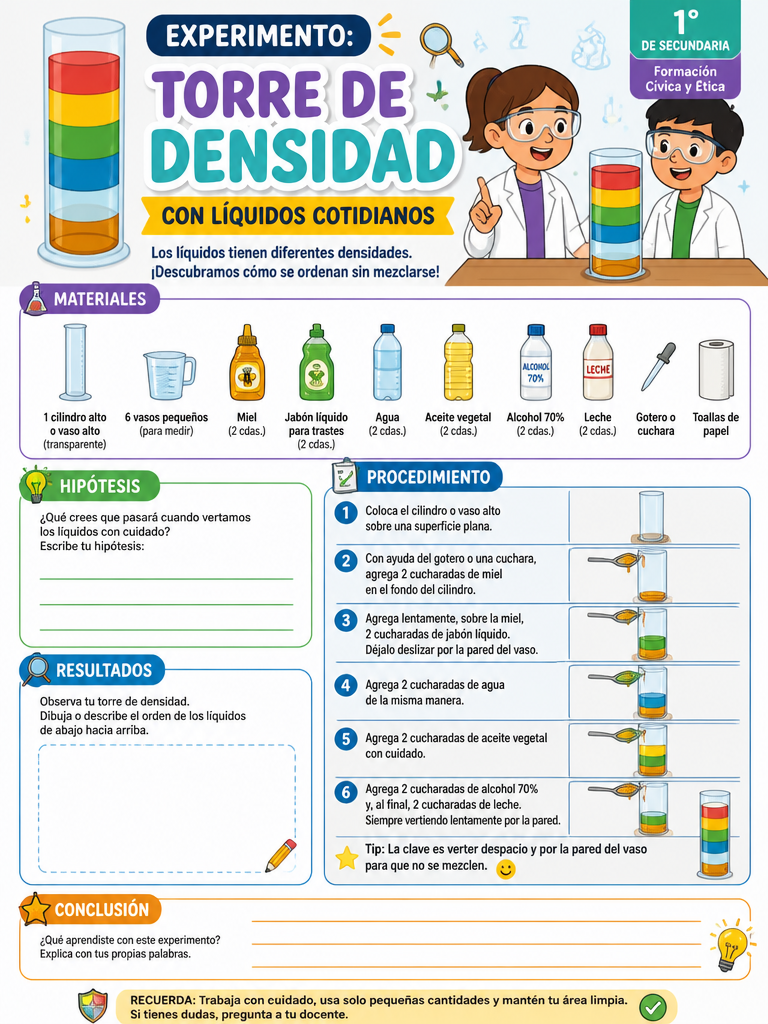 Torre de Densidad con Líquidos Cotidianos
