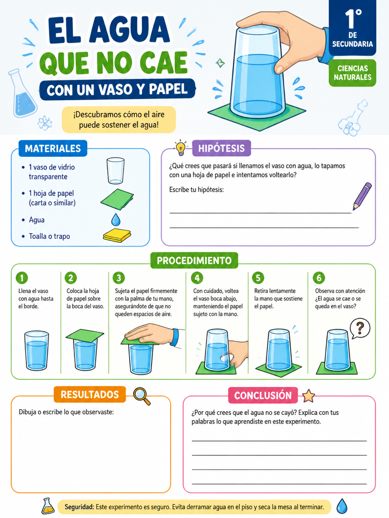 El Agua que no Cae con un Vaso y Papel