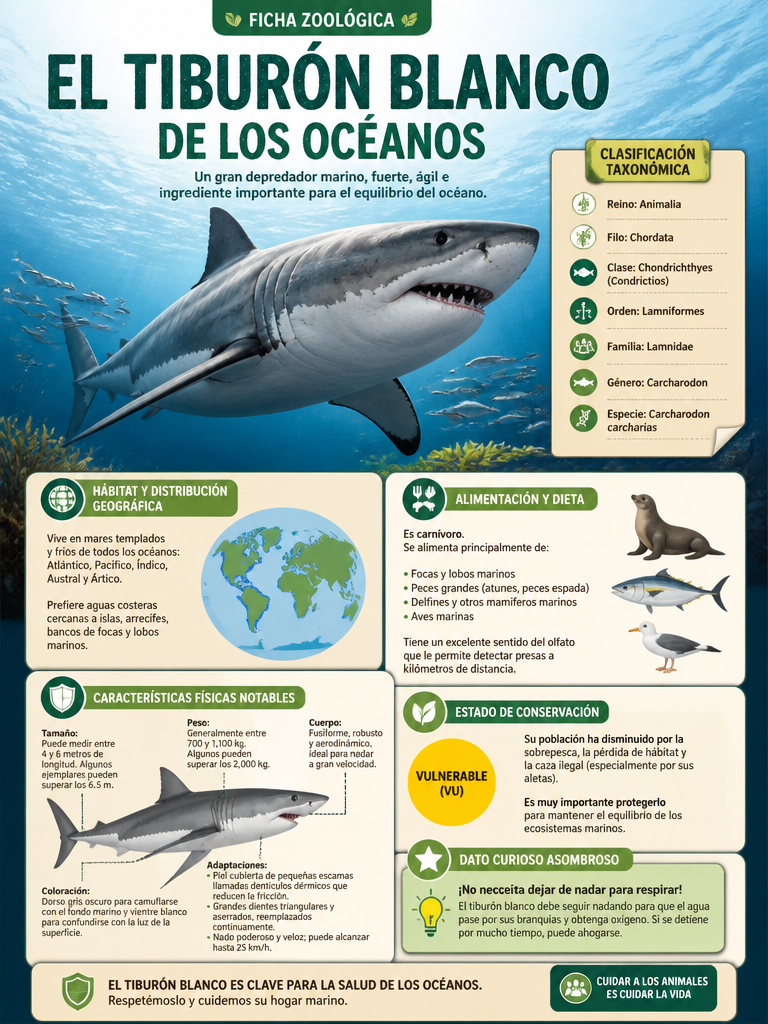 El Tiburón Blanco de los Océanos