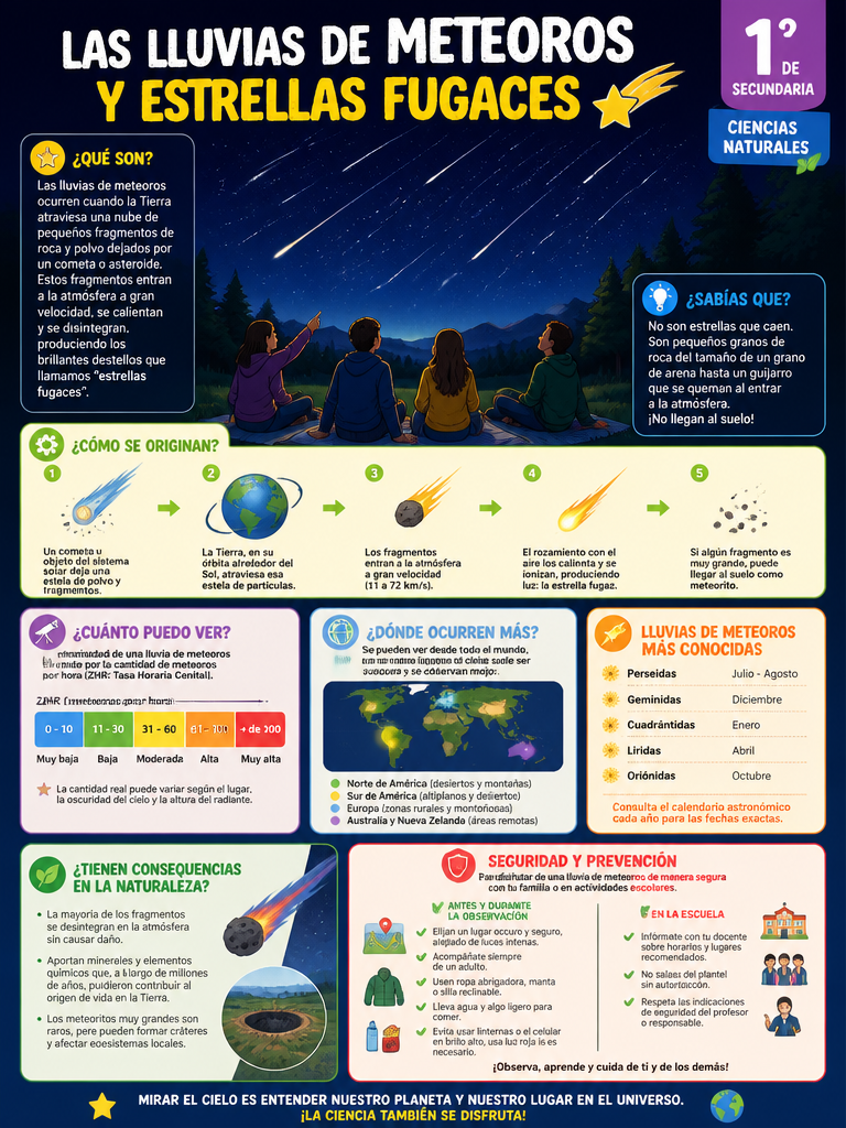 Las Lluvias de Meteoros y Estrellas Fugaces