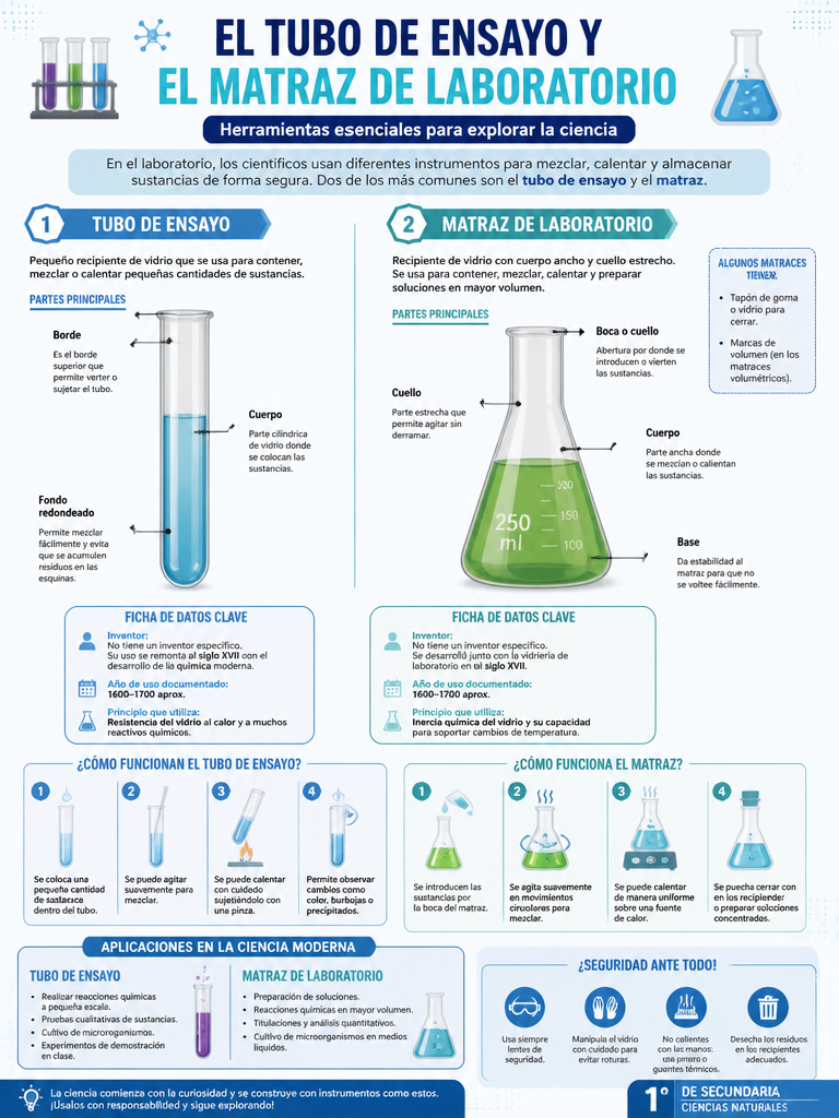 El Tubo de Ensayo y el Matraz de Laboratorio