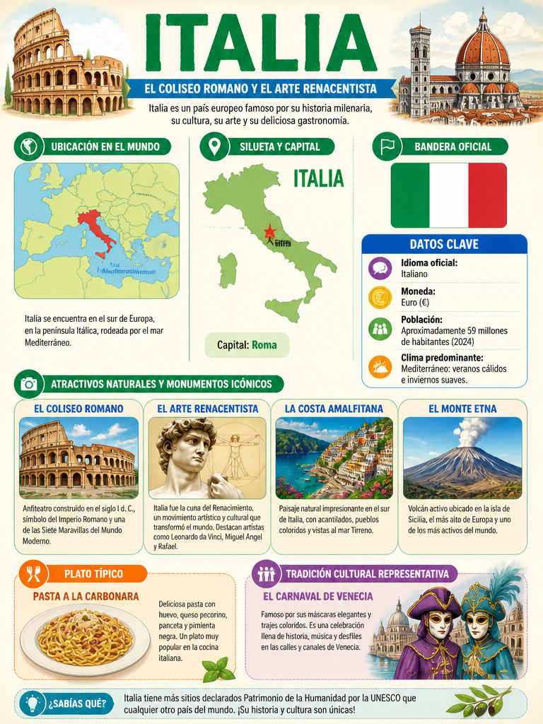 Italia: El Coliseo Romano y el Arte Renacentista