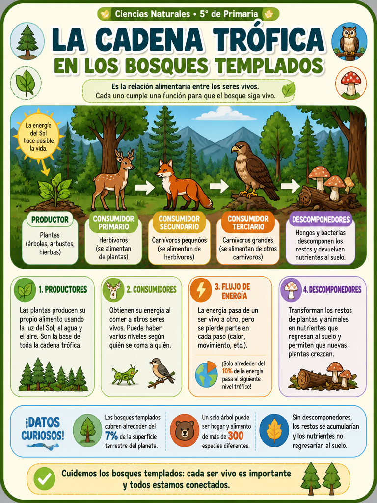 La Cadena Trófica en los Bosques Templados