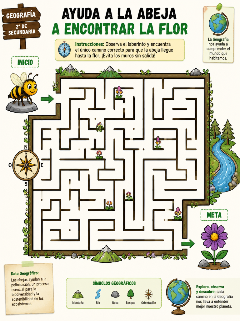 Ayuda a la Abeja a Encontrar la Flor
