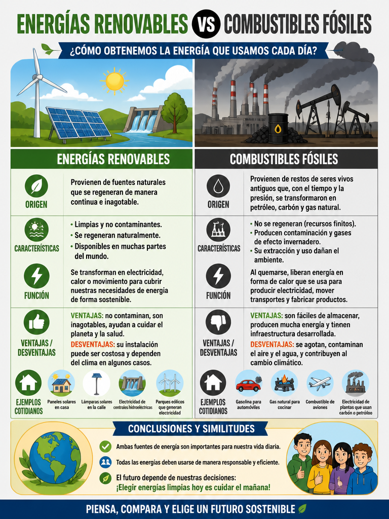 Energías Renovables vs Combustibles Fósiles
