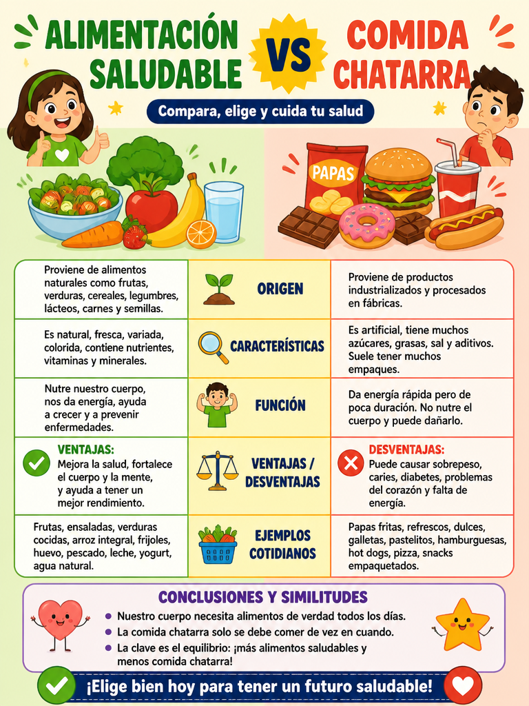 Alimentación Saludable vs Comida Chatarra