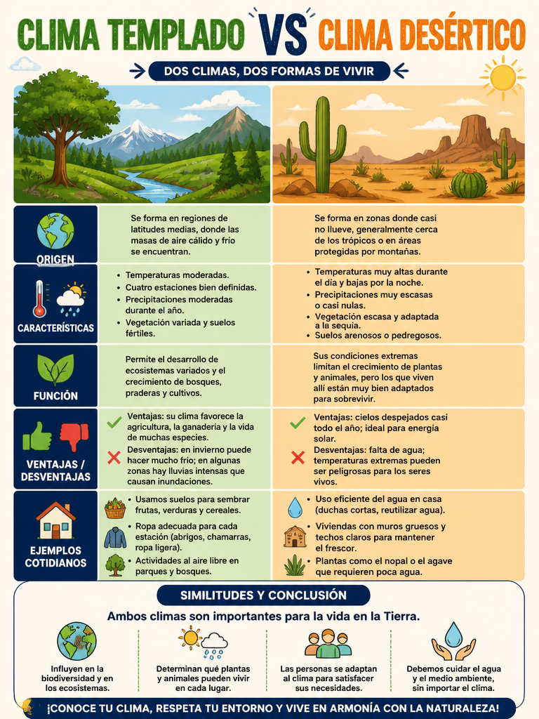 Clima Templado vs Clima Desértico